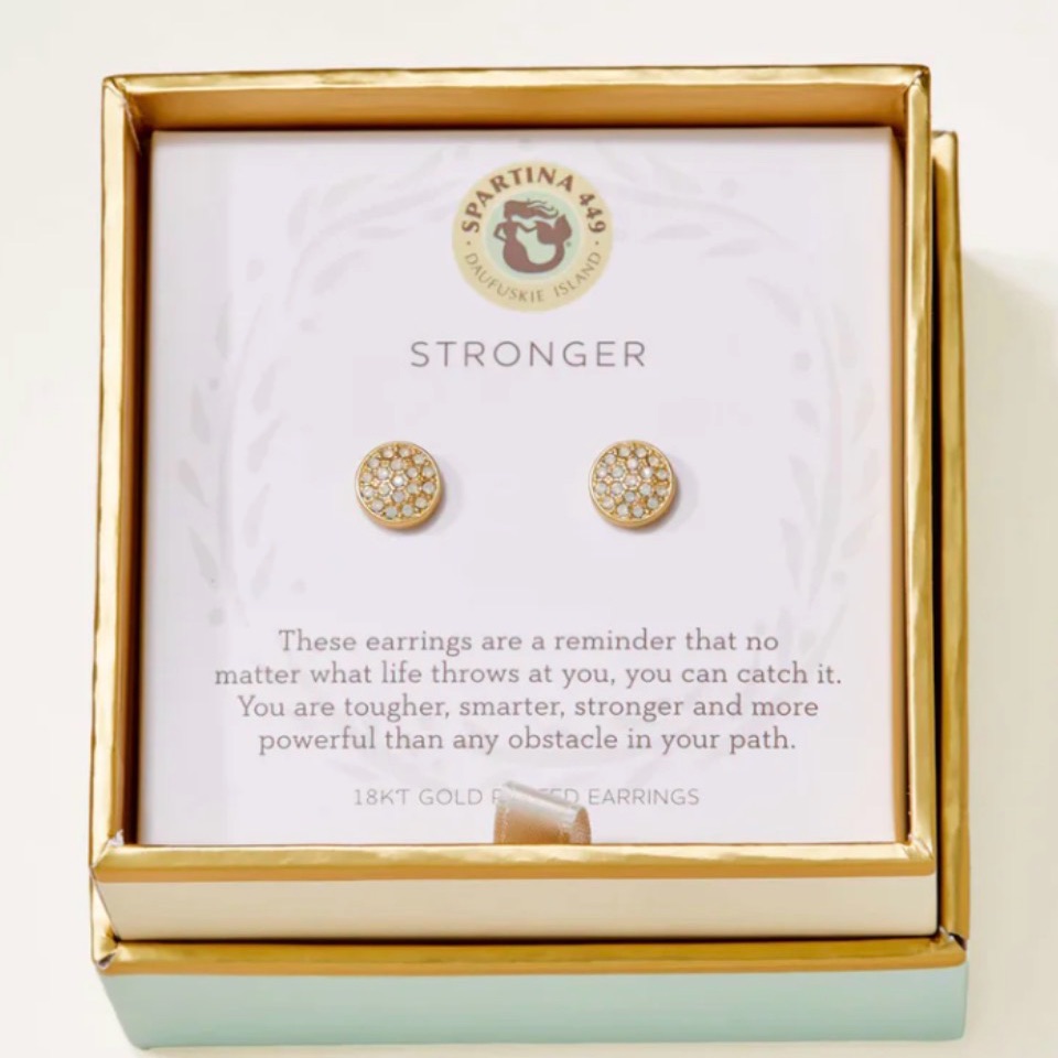 Stronger/Pave Disk Sea La Vie Earrings